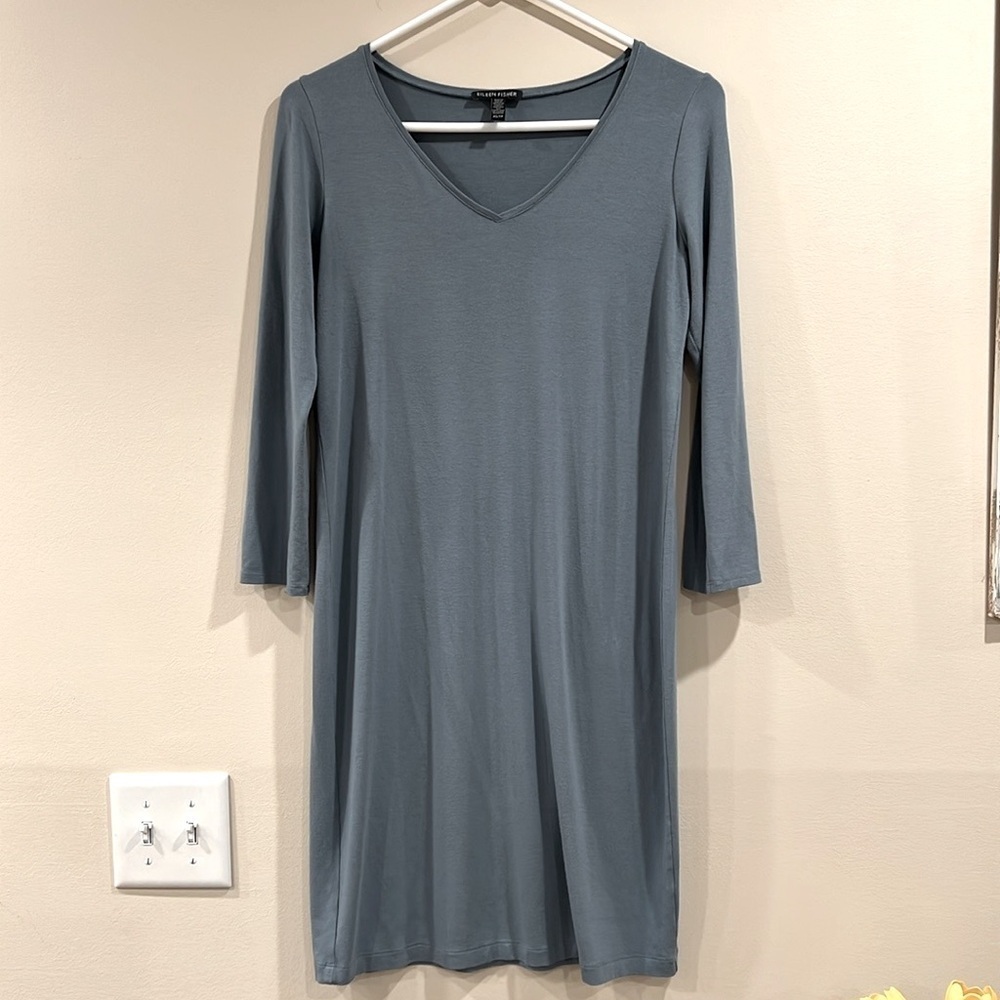 🔥Eileen Fisher Casual Gray V-Neck Dress🔥